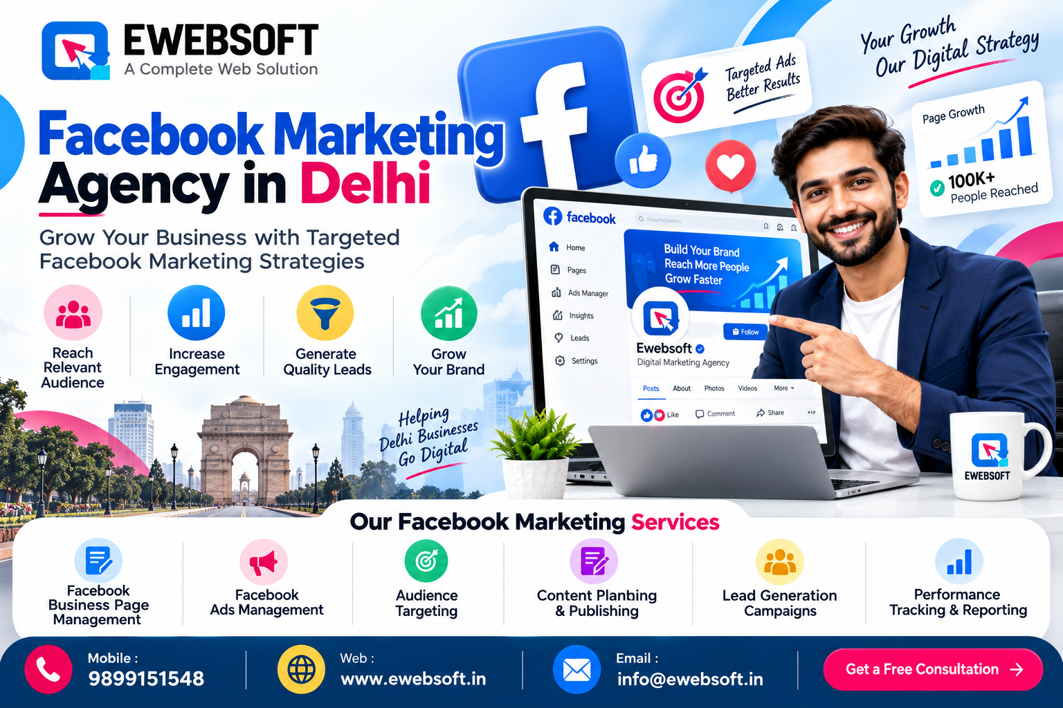 Facebook Marketing Services in Delhi for Business Growth - Ewebsoft